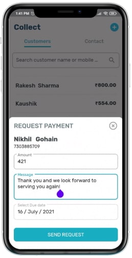 Send bills to phone contacts